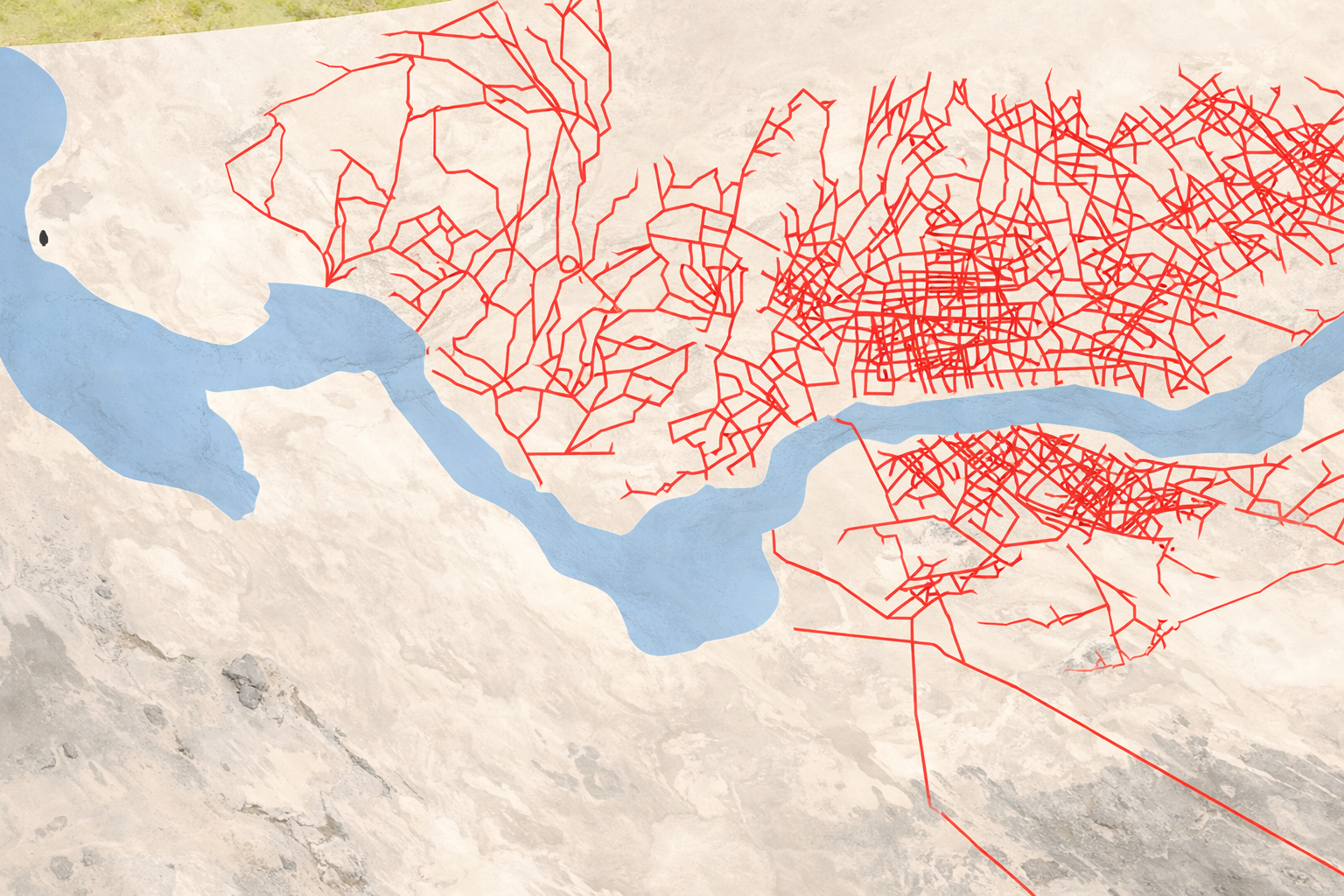 Reconstructed irrigation canals in southern Mesopotamia